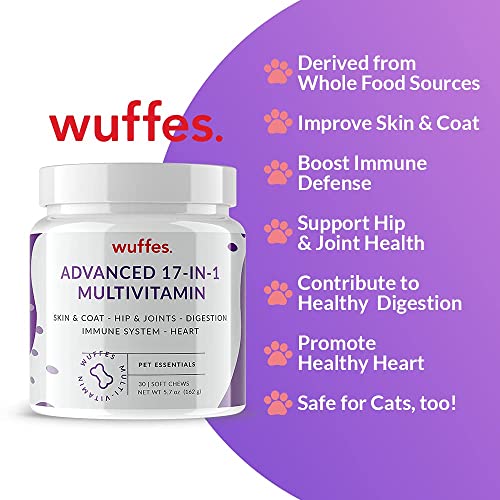  Wuffes 17-in-1 Chewable Dog Vitamins & Supplements - Dog Multivitamin For Small & Large Breed - Whole Food Sources Pet Vitamins Formula - For Skin, Coat Heart, Hips, Joints, Digestion & Immune System