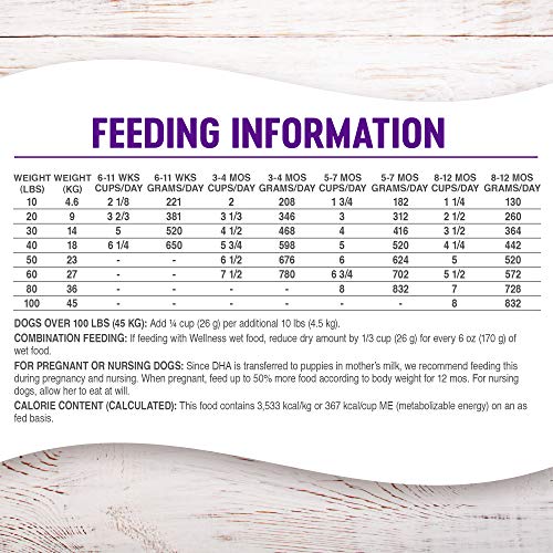  Wellness Complete Health Large Breed Dry Dog Puppy Food With Grains, Natural Ingredients, Made In USA With Real Meat (Puppy, Chicken, Salmon & Rice, 30-Pound Bag)