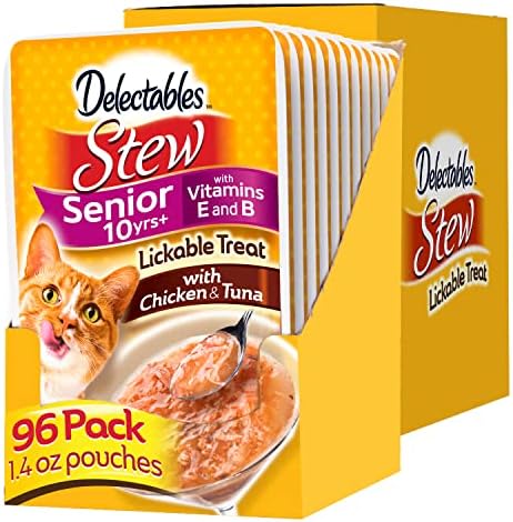  Hartz Delectables Stew Senior Lickable Wet Cat Treats, Multiple Flavors 1.4 Ounce (Pack Of 12)