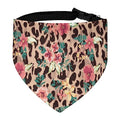GENERIC Vintage Flower Mix Leopard Pattern Pet Bandana Collar - Scarf Collar - Art Dog Bandana Minimal Head Cicumference
