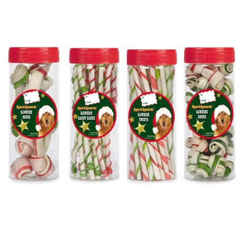  Ranch Rewards Holiday Rawhide Canister Twist Treat, 7.5-Inch