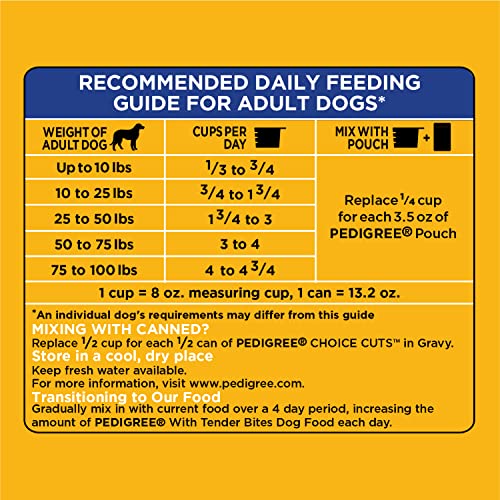  Pedigree With Tender Bites Complete Nutrition Adult Dry Dog Food Chicken & Steak Flavor Dog Kibble, 14 Lb. Bag