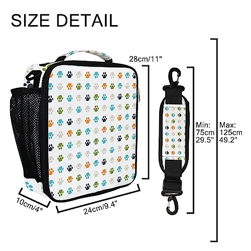  Vantaso Lunch Bag Cute Dog Cat Puppy Paw Footprints Thermal Insulation Cooler Bag Picnic Camping Bag Meal Prep Food Tote Sling Shoulder Bag