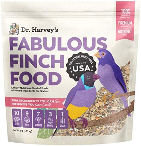  Dr. Harvey’s Fabulous Finch Food For Outside Feeder And Indoor Birds- Premium Bird Feed With Seeds, Nuts, Fruits, Vegetables For Finches (4 Pounds)