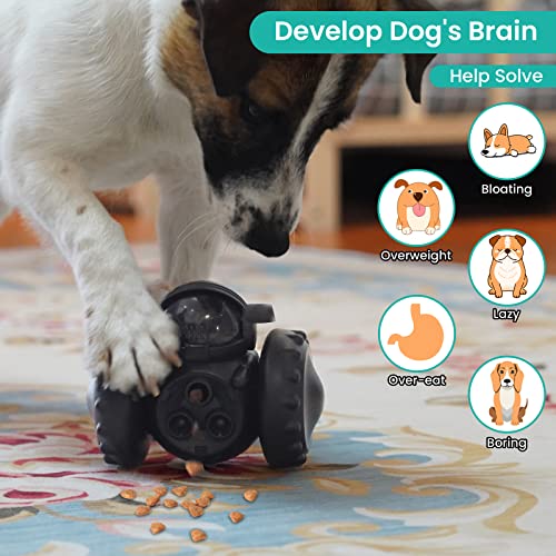  Dog Puzzle Toys, Interactive Treat Toy Food Dispenser, JOSMAX Robot Wheel Slow Feeder Toys For Smart Dogs To Keep Them Busy, Enrichment Toys For IQ Training Mind Improvement - Black