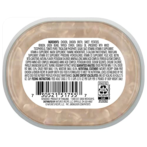  Nature’s Recipe Grain Free Wet Dog Food, Chicken & Venison Recipe, 2.75 Ounce Cup (Pack Of 12)