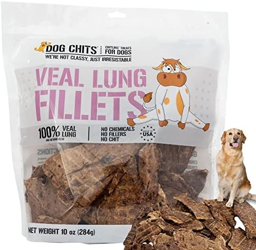  Dog Chits Bison Lung Fillets Dog And Puppy Treats - All Natural Grain And Chemical Free Training Chews - High Protein And Low Fat - Supports Dental Health - Made In The USA - Large 10 Oz Bag