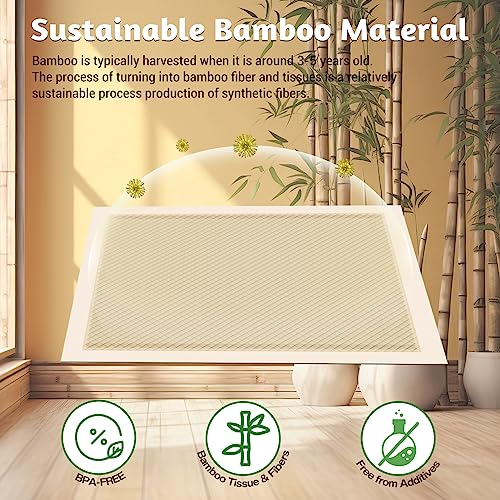  MIZOK Bamboo Dog Pads Odor Eliminating 30x36in XXL Dog Training Pads, 10 Cups Super Absorbent Leak-Proof Dog Pee Pads With Adhesive Tabs, Disposable Beige Color (30 Counts)