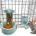  Kathson Rabbit Food Water Dispenser Pet Cage Automatic Feeder 2L Food Dispenser 17oz Waterer Small Animal Hanging Bottle Bowl Set For Rabbit Cat Small Dog Ferret Puppy