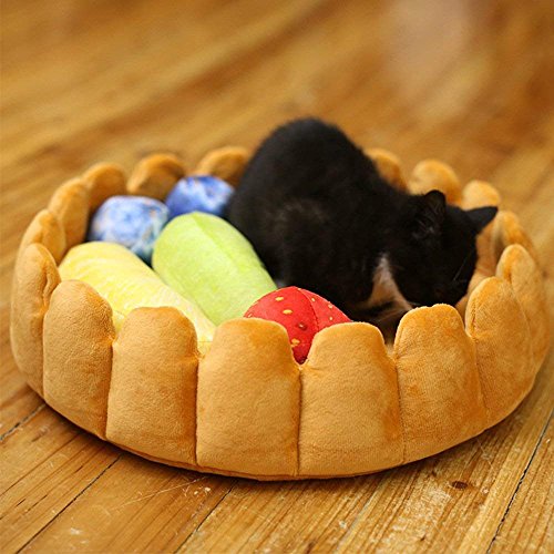  S-Lifeeling Pet Tart Bed Cushion Detachable Soft Fuzzy Cat Bed Winter Plush Lovely Tart Warm Nest Kennel Comfortable Extended Dog Mat Pad