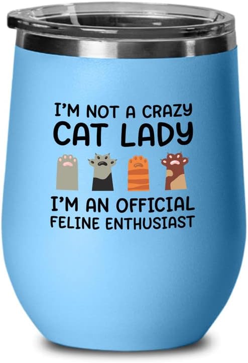 Flairy Land Cat Lady Black Wine Tumbler 12oz - Passionate About Cats -Cat Funny Gifts Cat Mom Cat Grandma Pet Paw Kitten Whiskers Cat Lovers Feline Cat Person Cat Rescuer