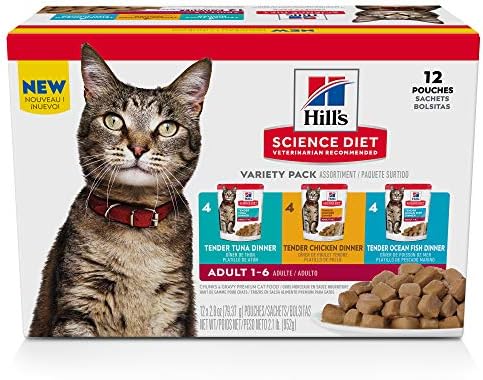  Hill's Science Diet Adult Wet Cat Food Pouches, Variety Pack, 12-Pack
