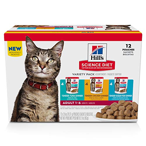  Hill's Science Diet Adult Wet Cat Food Pouches, Variety Pack, 12-Pack