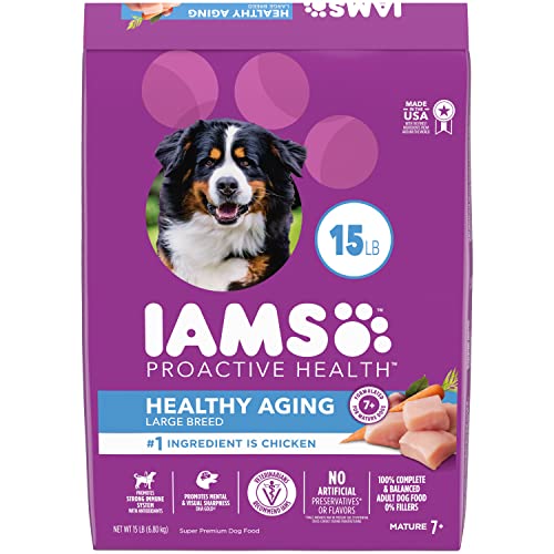  IAMS Healthy Aging Adult Large Breed Dry Dog Food For Mature And Senior Dogs With Real Chicken, 15 Lb. Bag