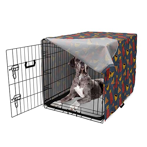  Lunarable Food Art Dog Crate Cover, Autumn Cozy Cartoon Sketchy Pattern Of Pie Bottle Jar And Hearts, Easy To Use Pet Kennel Cover For Small Dogs Puppies Kittens, 48 Inch, Slate Blue And Dark Pink