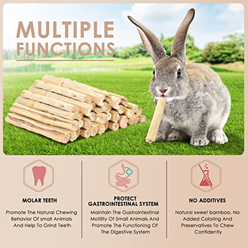  Bissap 700g/1.5Ib Sweet Bamboo Sticks For Rabbits, Bunny Chew Toys For Rabbits Hamster Chinchilla Guinea Pigs Rabbit Squirrel Small Animals Natural Treats Teeth Grinding Chew Sticks