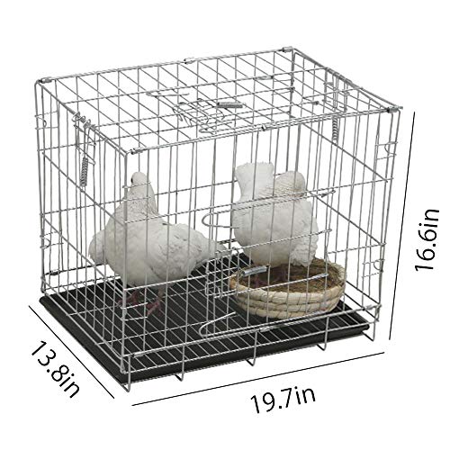  Kelendle Pigeon Cage Rabbit Cage Small Animal Cage Pet Habitat Wire Pet Home Frame Bunny House With Food Dish Tray Accessories For Medium Bird Parrot Chicken Duck Cat (19.7x13.8x16.6 Inches)