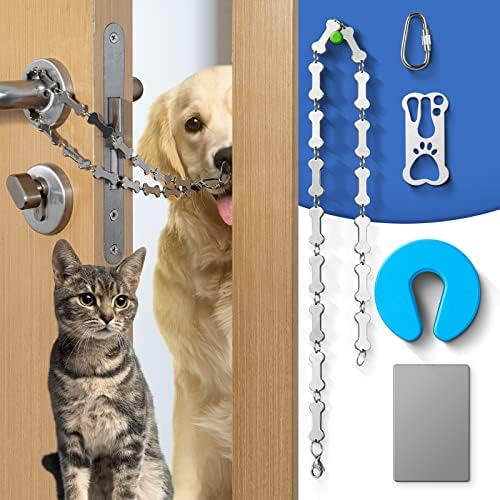  CJPET Cat Door Latch For Dogs -Flex Latch Strap Adjustable Cat Door Alternative To Keep Dogs Out Of Cat Litter Boxes And Food, Let's Cats In And Safe Baby Proof (Fabric)