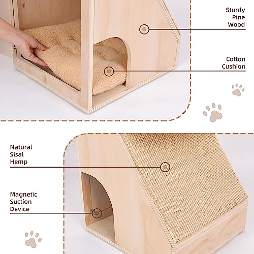  Cat Beds For Indoor Cats - Large Cat Cave For Pet,Cat House With Dangling Ball,Cat Scratching Pad And Post,Furniture Style,Hidden Kitty Cabinet,Cat Enclosure For Cats