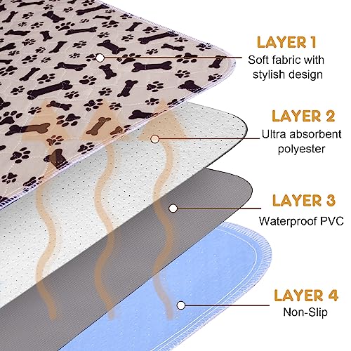  Pee Pads For Dogs Reusable Washable,2 Pack Well Made Dog Training Waterproof Pet Pads For Dog Bed Mat,Puppy Pads Extra Large ,Leak Proof Super Absorbent Whelping Pads ,48x60 Inch,Brown+Gray