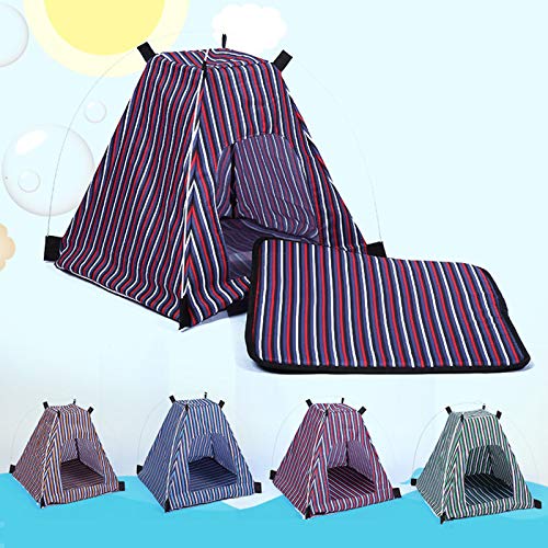  SONGBIRDTH Removable Washable Dog Cat Kennel Foldable Striped Pattern Cattery Pet Tent Nest,Breathable Cotton Blend,Removable Easy To Clean Yellow