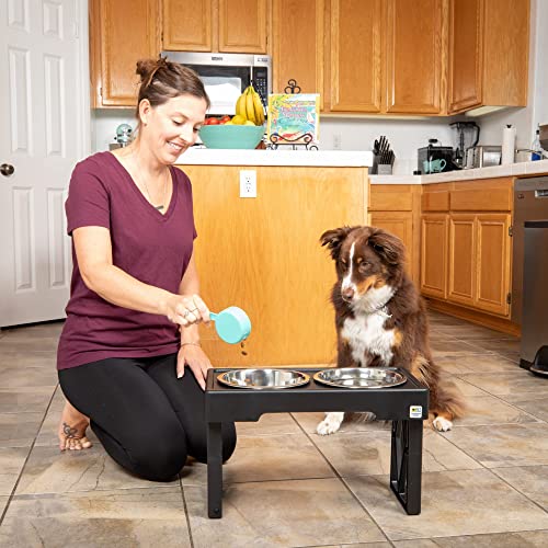  Pet Zone Designer Diner 3 Height Adjustable Dog Food Stand With 2 Stainless Steel Dog Bowls (7 Cup Capacity Each)