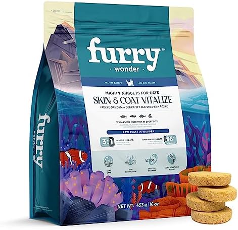  FURRY WONDER Freeze Dried Raw Cat Food Grain Free Mighty Nuggets For Cats 16oz Chicken Rabbit Recipe High Protein Dinner Patties For All Breeds And Life Stages