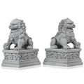  Livelyfish Large Asian Fu Foo Dogs Statues A Pair Of Two Guardian Lion Sandstone Figurine Pets Fish Tank Aquarium Landscape Ornaments Accessories Feng Shui Decorations (D)