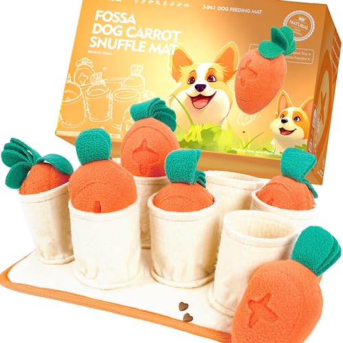  FOSSA Dog Snuffle Mat, Puppy Toys Feeding Mat With 8 Carrots Plush Dog Treat Puzzle Toys (Small)