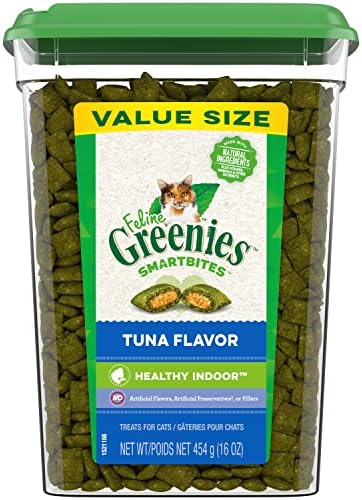  FELINE GREENIES SMARTBITES HEALTHY INDOOR Natural Treats For Cats, Tuna Flavor, 16 Oz. Tub