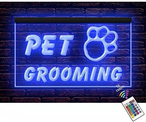  210003 Pet Grooming Dog Cat Shop Store Service Open Display LED Light Neon Sign (12" X 8", Purple)