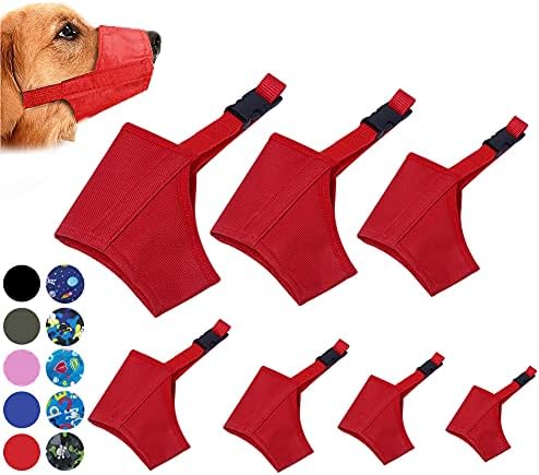  Coppthinktu Dog Muzzle Suit, 7PCS Dog Muzzles For Biting Barking Chewing, Adjustable Dog Mouth Cover For Small Medium Large Dogs, Soft Comfortable Dog Muzzle For Long Snout