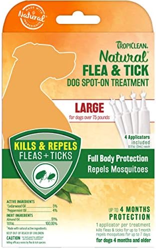  TropiClean Natural Flea & Tick Spot On Treatment For Medium Dogs 35 To 75 Lbs.