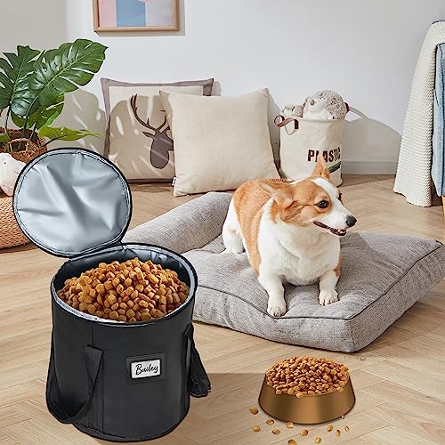  Portable Dog Food Storage Container Bag - Food Container For Pets - Dog Cat Bird And Other Pet Food Storage Bin - Keeps Food Fresh For Camping, Dog Boarding, Weekend Getaways, 13.7"D X 13.7"H