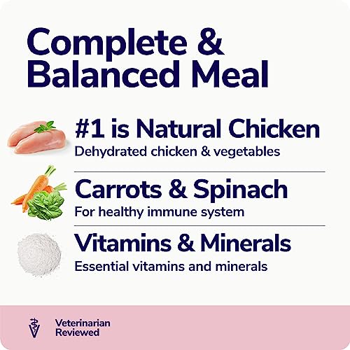  Miracle Vet Dehydrated Cat Food And Dry Topper - Natural Chicken And Vegetable Risotto - Grain Free Cat Food For Adults, Kittens - 58% Animal Proteins - Vet-Reviewed - Makes 2 LB Healthy Raw Wet Food