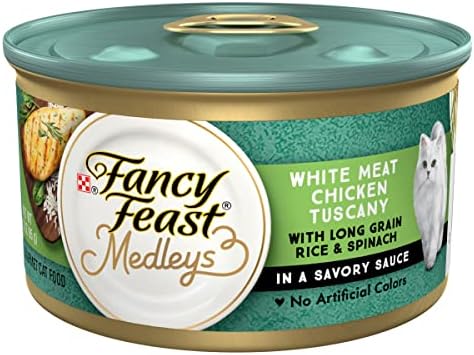  Purina Fancy Feast Wet Cat Food, Medleys White Meat Chicken Tuscany With Long Grain Rice & Greens - (24) 3 Oz. Cans