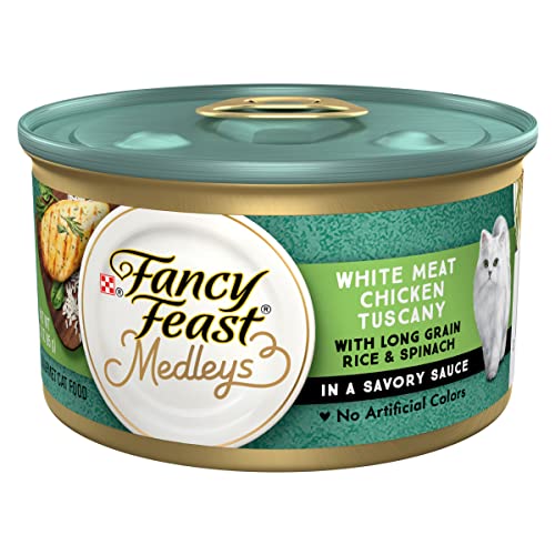  Purina Fancy Feast Wet Cat Food, Medleys White Meat Chicken Tuscany With Long Grain Rice & Greens - (24) 3 Oz. Cans