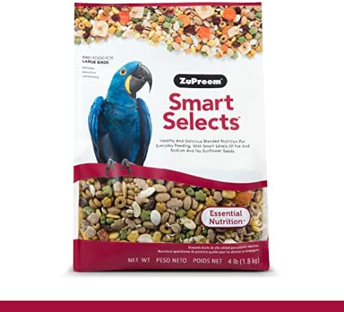  ZuPreem Smart Selects Bird Food For Large Birds, 4 Lb - Everyday Feeding For Amazons, Macaws, Cockatoos