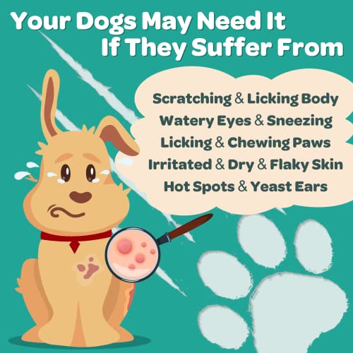  Dog Allergy Relief Freeze Dried Chews, With Probiotics, Colostrum For Immune Health, Anti Itch & Seasonal Allergies & Scratching, Omega 3 For Skin & Coat Health, Stop Pawlicking, Hot Spots, Shedding