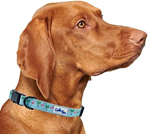  CUTIE TIES Dog Collar Flamingos– Durable Nylon Material - Premium Quality Collars For Dogs - Fancy Collars - Cute Dog Collars In Three Sizes (Flamingos, Large (16" - 26"))