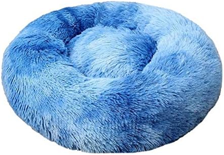  YangYan Super Soft Pet Bed Kennel Dog Round Cat Winter Warm Sleeping Bag Long Plush Puppy Cushion Mat Portable Cat Supplies 46/50/60cm (Color : White Brown, Size : 35cm)