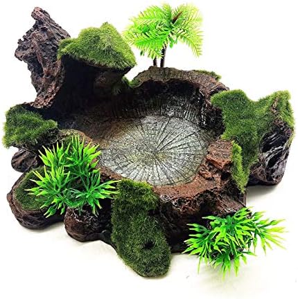  Aquarium Decoration Plant Resin Simulation Pot Turtle Lizard Climbing Pet Food Bowl Fish Tank Decoration Aquarium Supplies C