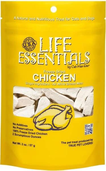  LIFE ESSENTIALS BY CAT-MAN-DOO All Natural Freeze Dried Chicken For Dogs & Cats - No Fillers, Preservatives, Or Additives - Grain Free Tasty Treat - 5 Oz Bag - Made In USA
