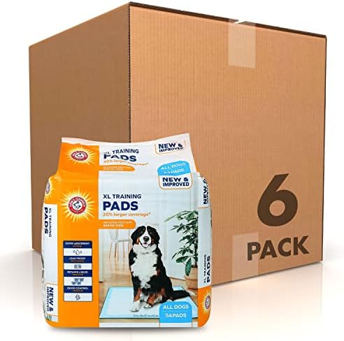  Arm & Hammer For Dogs Training Pads For Stay-at-Home Dogs | New & Improved Super Absorbent, Leak-Proof, Odor Control Quilted Dog Training Pads With Baking Soda | 75 Count Wee Wee Pads,White
