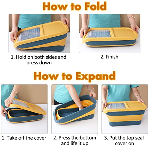 ShineMe Collapsible Dog Food Container, 13 LB Foldable Pet Food Storage Containers With Lids, Airtight Cat Food Containers With Measuring Cup And Scoop, Kitchen Rice Cereal Containers, Yellow