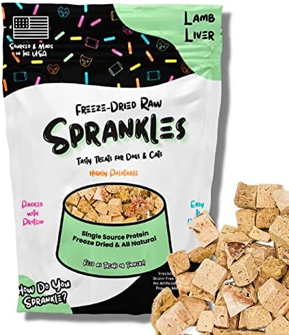  SPRANKLES Freeze Dried Chicken Liver Treats For Cats & Dogs - Single Ingredient All Natural Grain-Free, High Protein, Made In USA - Perfect For Training, Topper Or Snack (Chicken Liver, 6 Ounce)