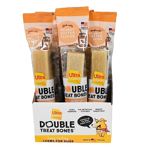  Ultra Chewy Naturals Dog Treats Bone Made In USA Highly Digestible Irresistible Flavors Special Box With Individual Packages (Peanut Butter, 12 Count)