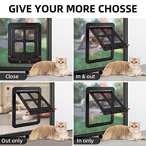 Cat Screen Door, Bautizadod Inside Opening 9.45 * 7.48 Inches Pet Door For Screen Door, Pet Door Magnetic Baffle, Automatic Adjustable Lockable Black Door For Puppy Dog And Cat Door, Easy To Install.