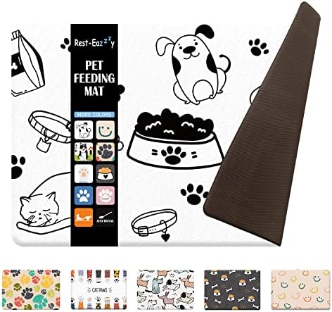  Rest-Eazzzy Absorbent Dog Bowl Mat 18"x30", Dog Food Mat, Non-Slip Pet Food Mat, Large Dog Mat For Food And Water, Durable And Eco-Friendly Dog Feeding Mat- Waterproof Backing, Machine Washable