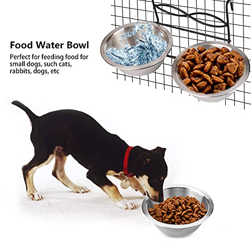  Stainless Steel Hanging Food & Water Bowl For Cats, Dogs & Puppies - Perfect For Crate & Cage